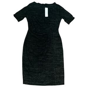 NWT Calvin Klein Ruched Front Marled Black & Gray Sheath Dress 12